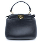 Fendi Peekaboo Iconic 2-Way Shoulder Bag Black Leather Gold