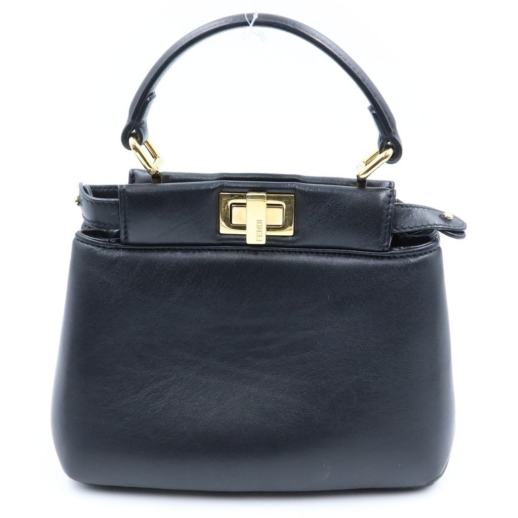 Fendi Peekaboo Iconic 2-Way Shoulder Bag Black Leather Gold — view 2