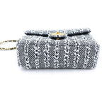 Chanel Quilted Tweed Chain Mini Shoulder Bag Pearl Handle Black White Gold — view 4