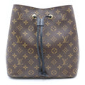 Louis Vuitton Monogram Neo Noe Shoulder Bag Brown Black Leather Gold