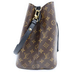 Louis Vuitton Monogram Neo Noe Shoulder Bag Brown Black Leather Gold — view 3