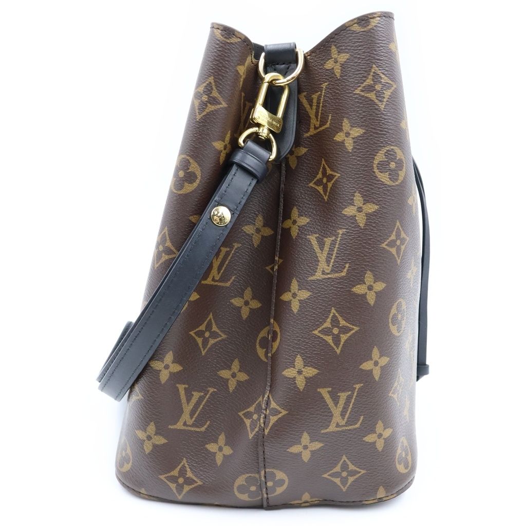 Louis Vuitton Monogram Neo Noe Shoulder Bag Brown Black Leather Gold — view 3