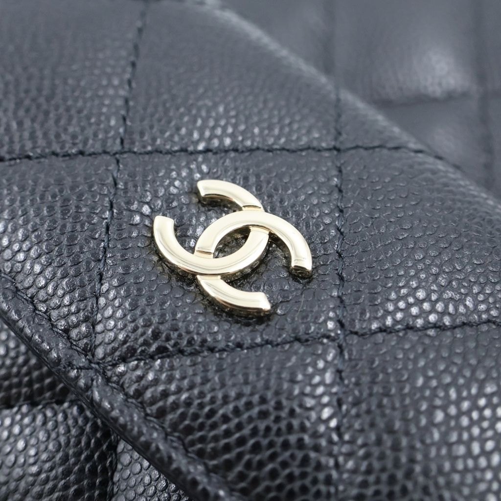 Chanel Mini Backpack Black Caviar Leather Gold — view 6