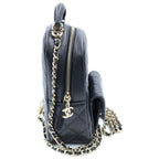 Chanel Mini Backpack Black Caviar Leather Gold — view 3