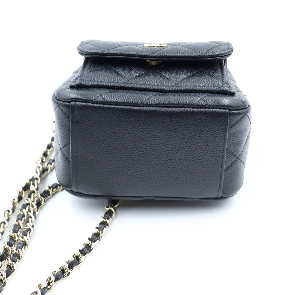Chanel Mini Backpack Black Caviar Leather Gold — view 4
