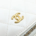 Chanel Quilted Vanity Chain Mini Shoulder Bag White Leather Gold — view 6