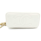 Chanel Quilted Vanity Chain Mini Shoulder Bag White Leather Gold — view 4