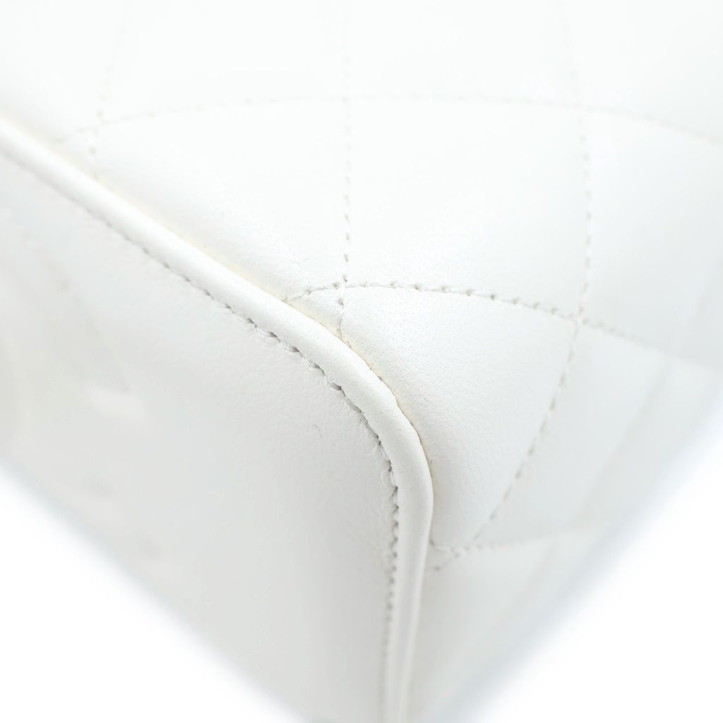 Chanel Quilted Vanity Chain Mini Shoulder Bag White Leather Gold — view 5