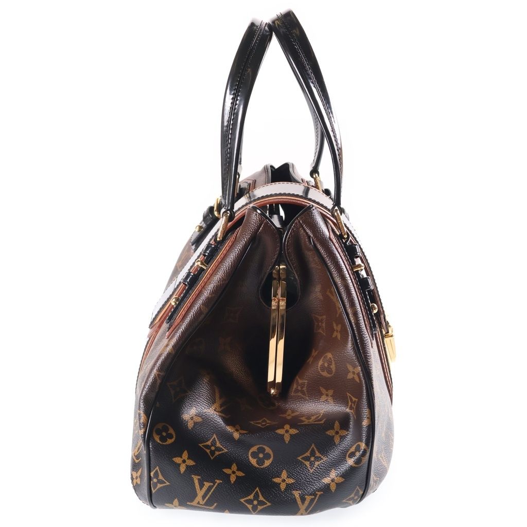 Louis Vuitton Greet Monogram Mirage Boston Bag Brown Black Leather Gold — view 3