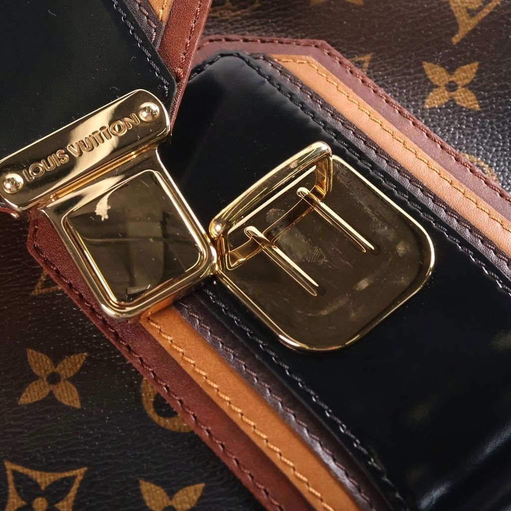 Louis Vuitton Greet Monogram Mirage Boston Bag Brown Black Leather Gold — view 6