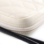 Chanel Cambon Line CC Logo Quilted Shoulder Bag White Black Lambskin Silver — view 7