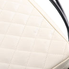 Chanel Cambon Line CC Logo Quilted Shoulder Bag White Black Lambskin Silver — view 6