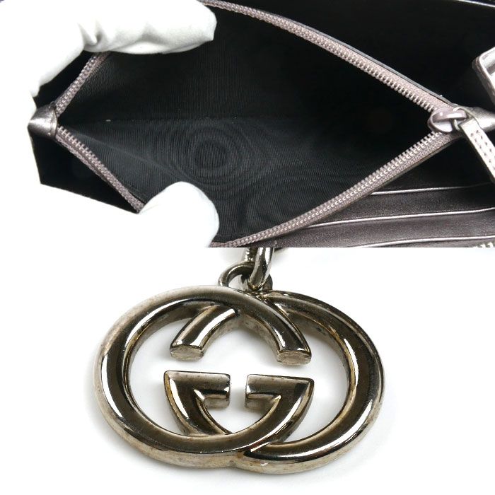 Gucci GG Supreme Wallet Zip Around Metallic Purple — view 6