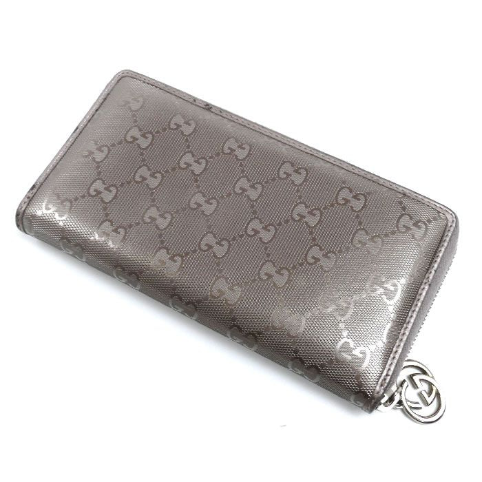 Gucci GG Supreme Wallet Zip Around Metallic Purple — view 2
