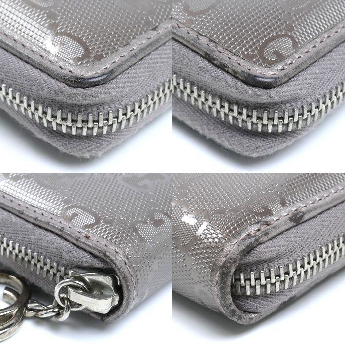 Gucci GG Supreme Wallet Zip Around Metallic Purple — view 7