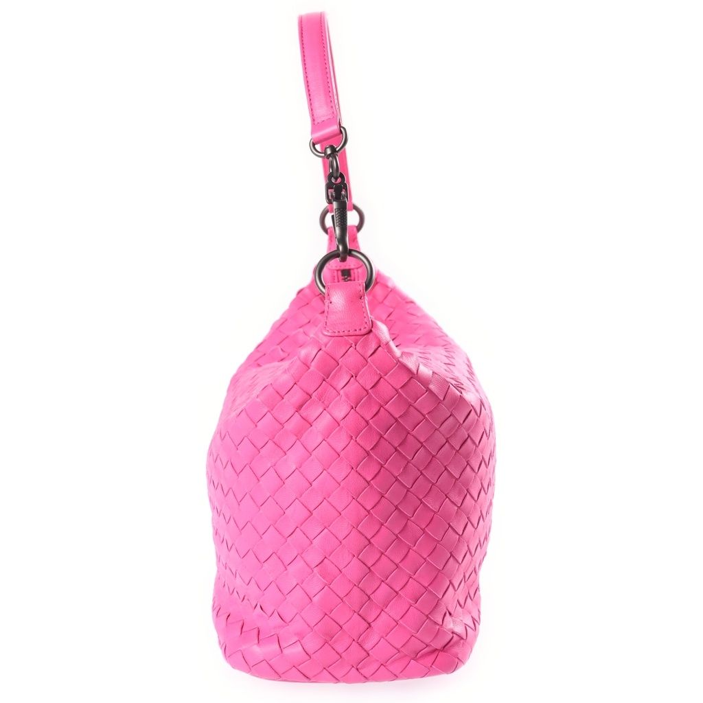 Bottega Veneta Intrecciato Zip Hobo Handbag Pink Leather — view 3