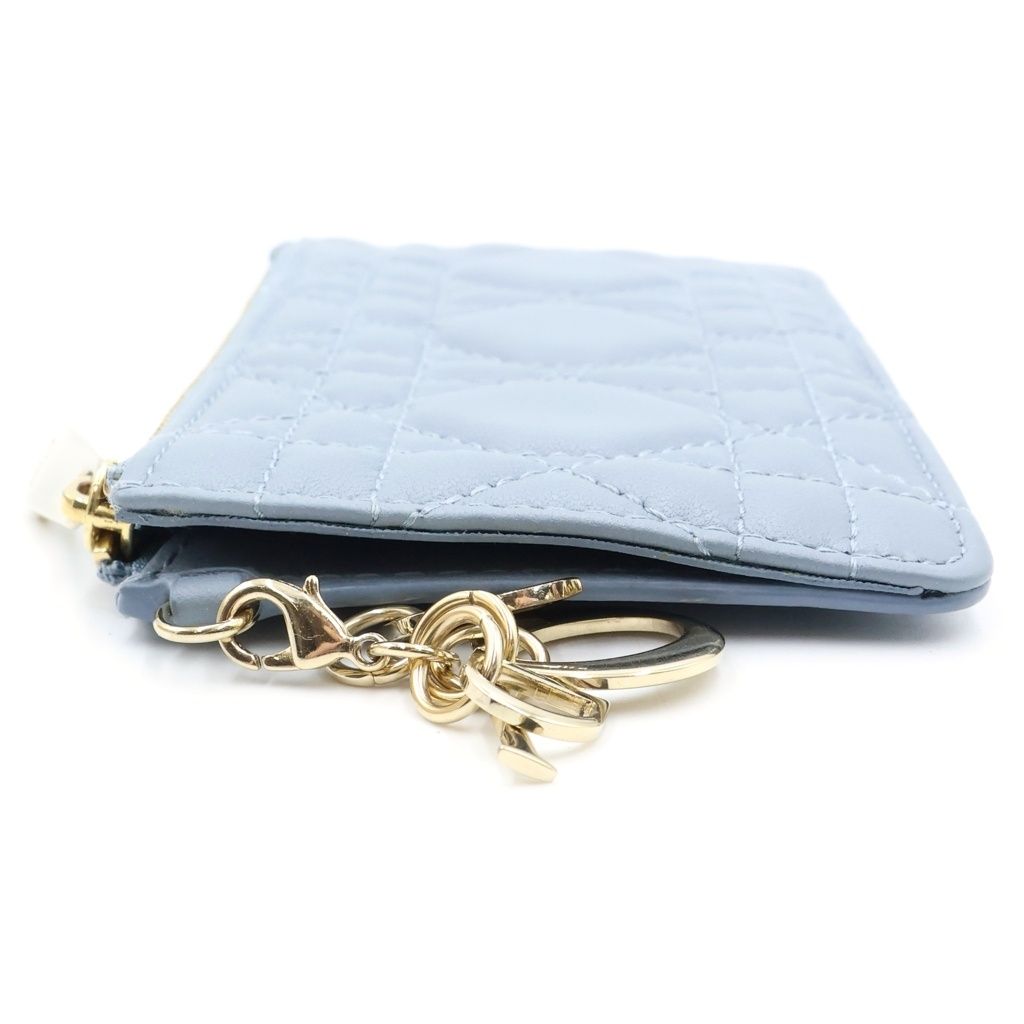 Dior Cannage Fragment Case Card Light Blue Leather Gold — view 3