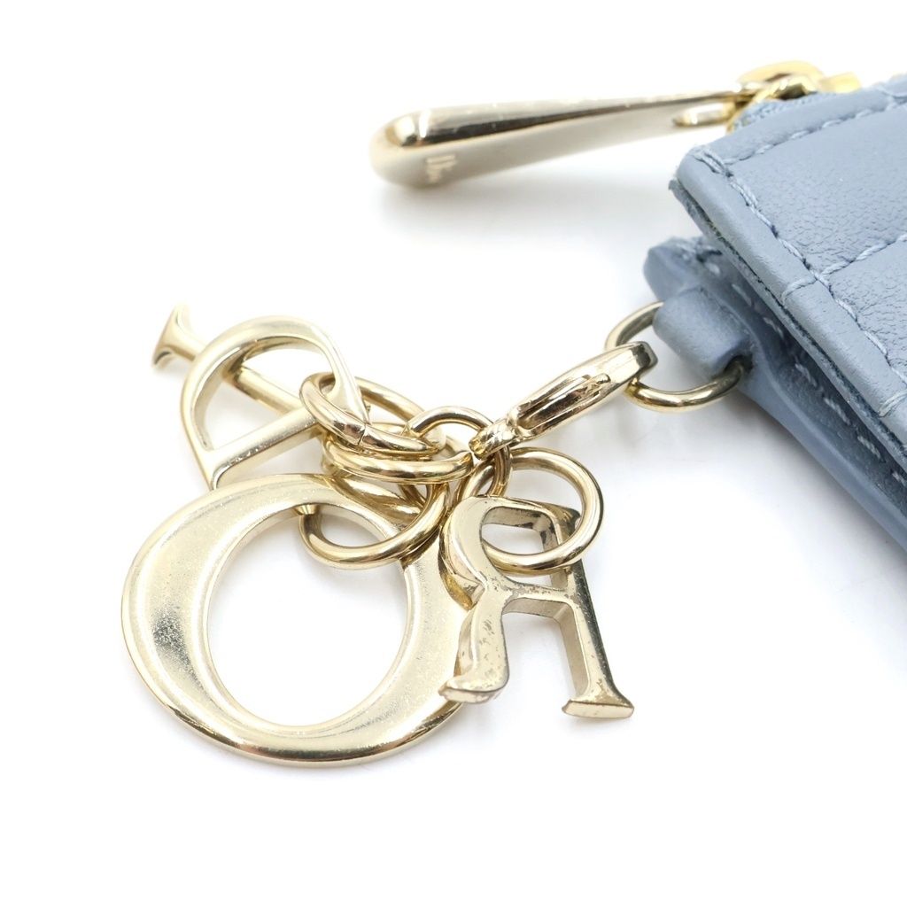 Dior Cannage Fragment Case Card Light Blue Leather Gold — view 5
