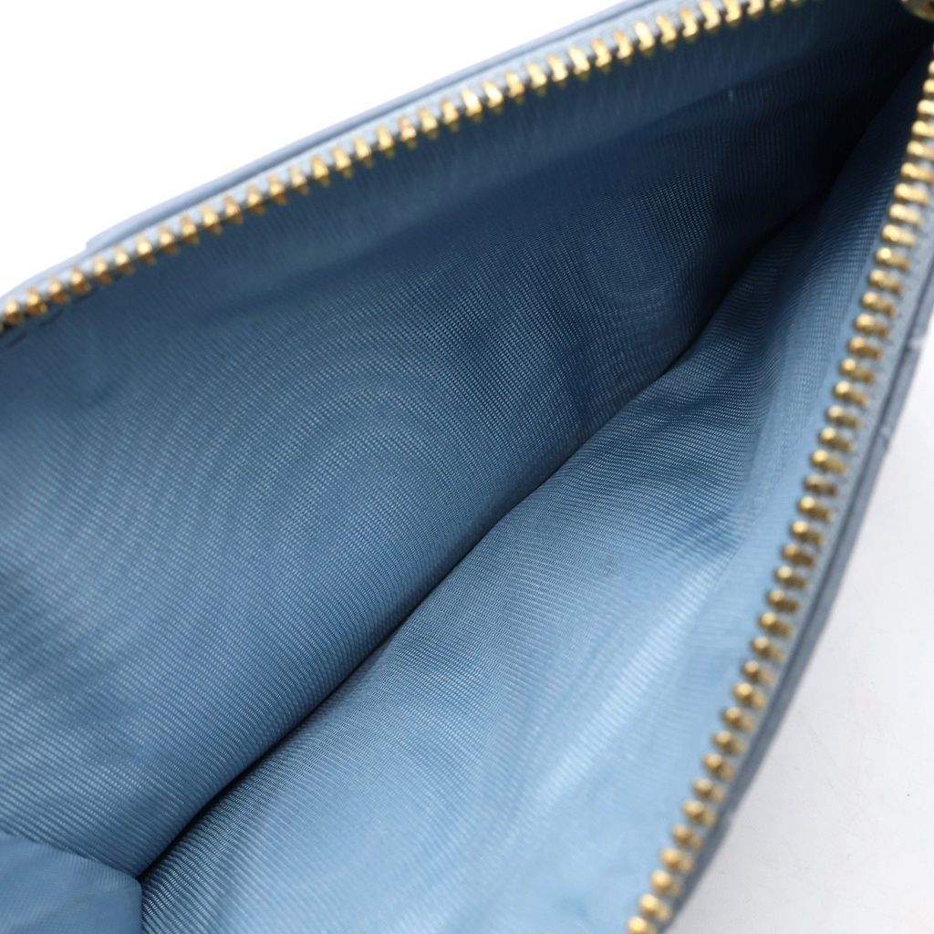 Dior Cannage Fragment Case Card Light Blue Leather Gold — view 4