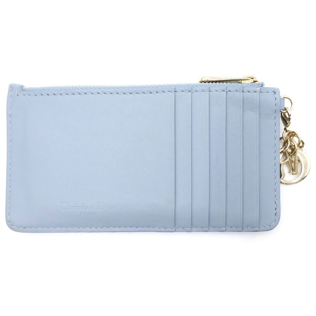 Dior Cannage Fragment Case Card Light Blue Leather Gold — view 2