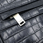 Saint Laurent Paris Camp Small Camera Shoulder Bag Leather Croco Embossed Black — view 6