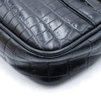 Saint Laurent Paris Camp Small Camera Shoulder Bag Leather Croco Embossed Black — view 5