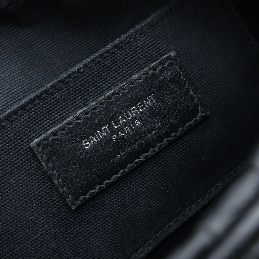 Saint Laurent Paris Camp Small Camera Shoulder Bag Leather Croco Embossed Black — view 7