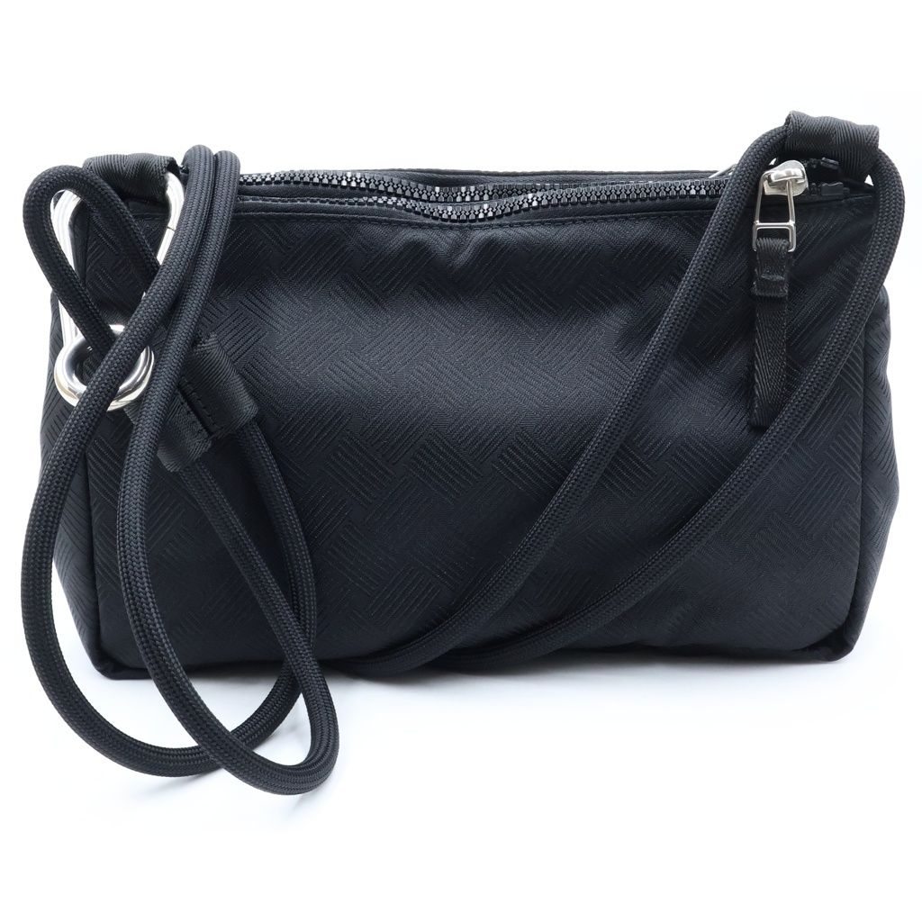 Bottega Veneta Intrecciato Jacquard Nylon Shoulder Bag Black — view 2
