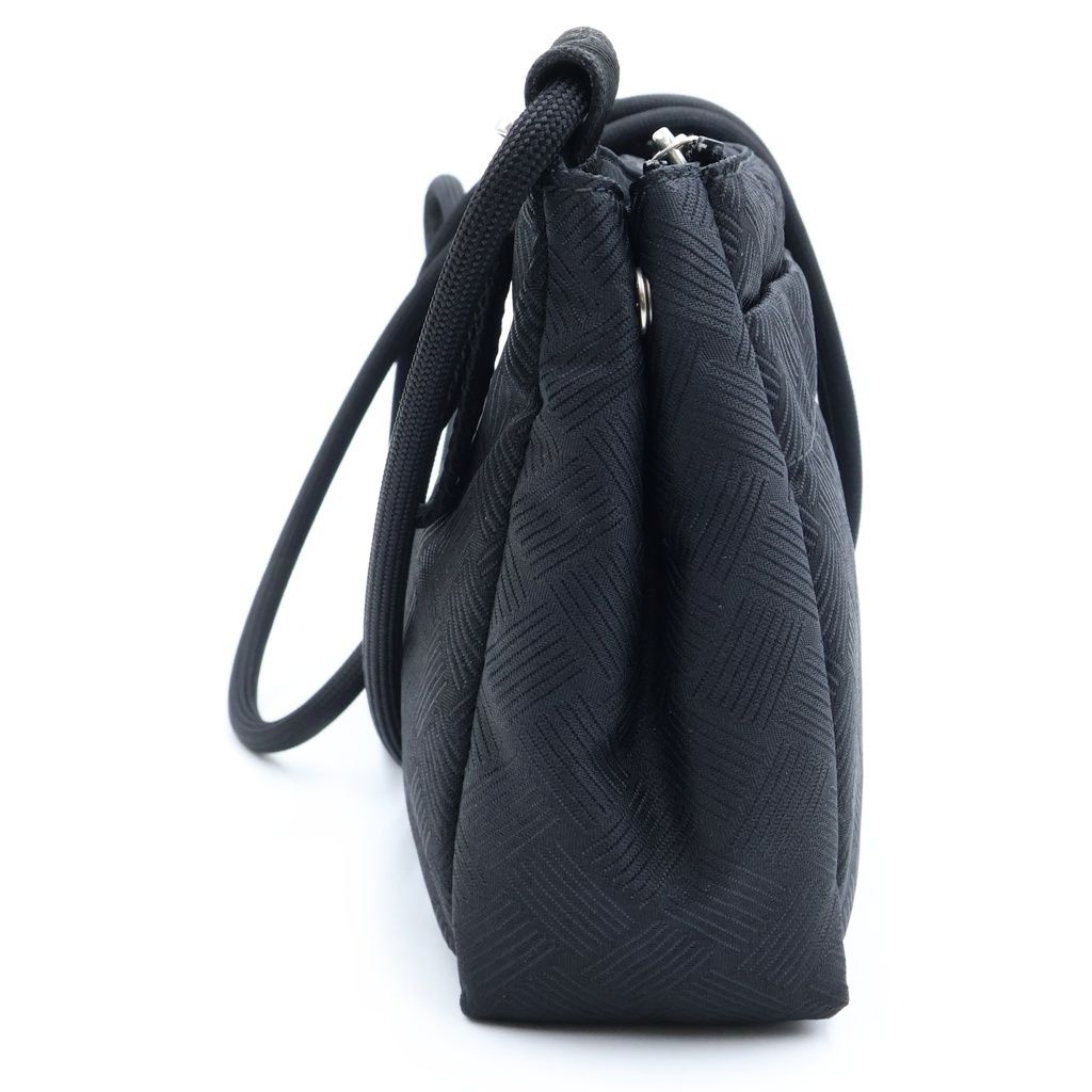 Bottega Veneta Intrecciato Jacquard Nylon Shoulder Bag Black — view 3