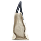 Saint Laurent Paris Rive Gauche Name Design Leather Handle Canvas Tote Bag Beige — view 3