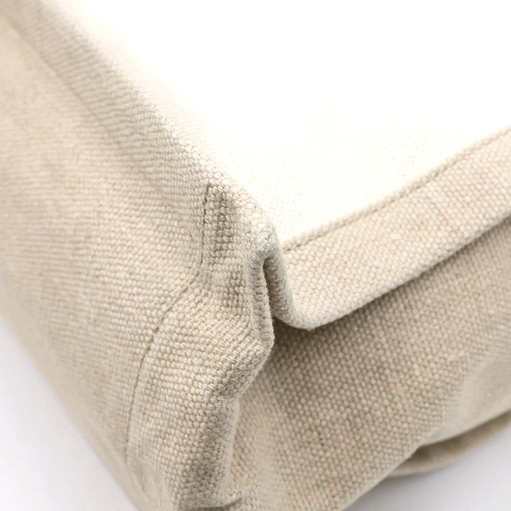 Saint Laurent Paris Rive Gauche Name Design Leather Handle Canvas Tote Bag Beige — view 5