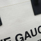 Saint Laurent Paris Rive Gauche Name Design Leather Handle Canvas Tote Bag Beige — view 7