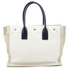 Saint Laurent Paris Rive Gauche Name Design Leather Handle Canvas Tote Bag Beige — view 2
