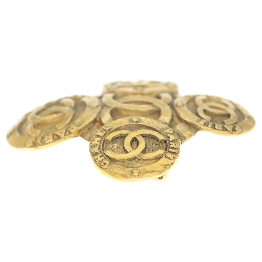 Chanel CC Logo Pin Badge Brooch Gold — view 3