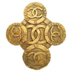 Chanel CC Logo Pin Badge Brooch Gold