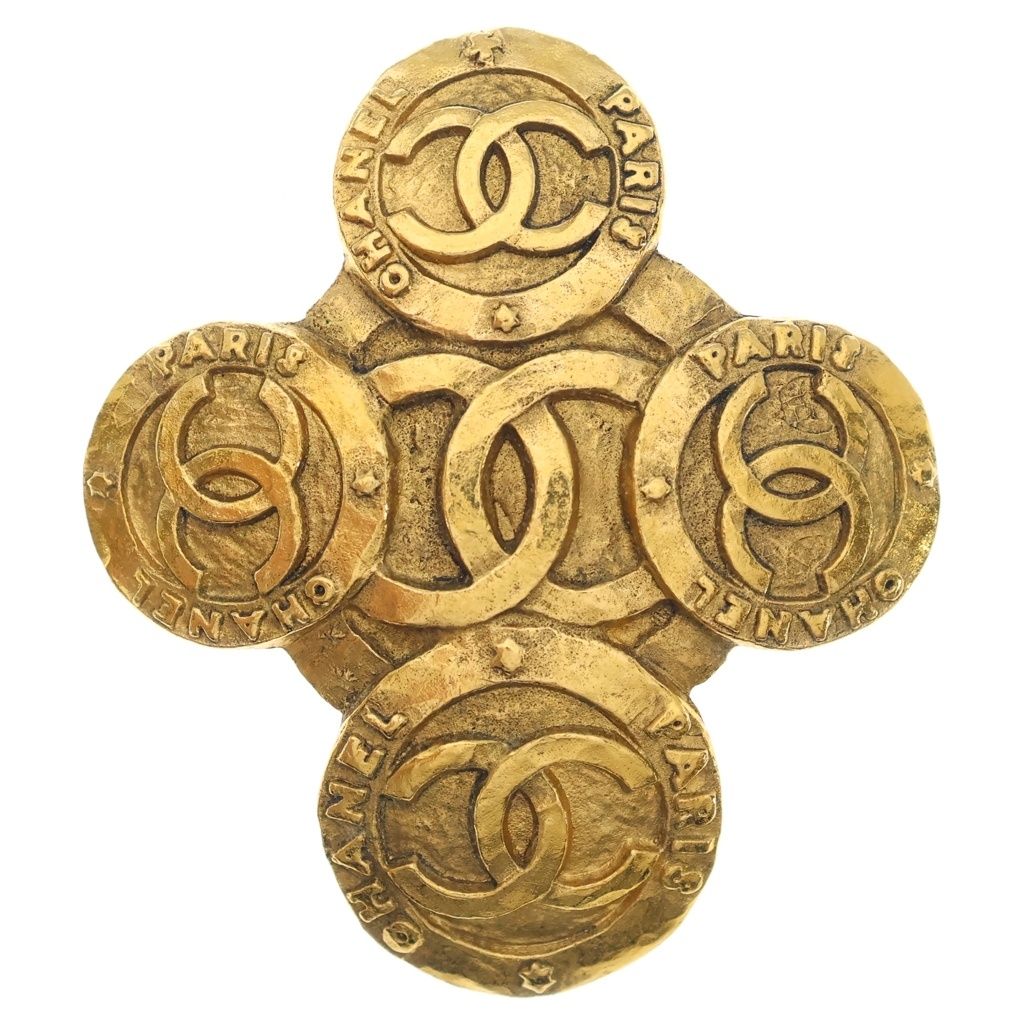 Chanel CC Logo Pin Badge Brooch Gold
