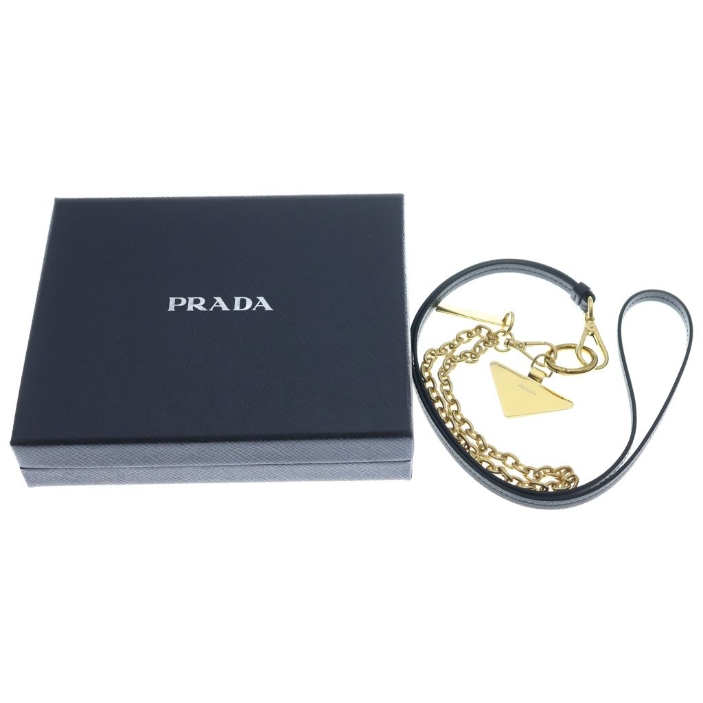 Prada Saffiano Leather Coin Purse Shoulder Black Gold — view 6
