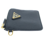 Prada Saffiano Leather Coin Purse Shoulder Black Gold — view 3