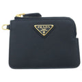 Prada Saffiano Leather Coin Purse Shoulder Black Gold