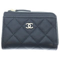 Chanel Quilted CC Logo Caviar Leather Timeless Classic Fragment Card Case Black