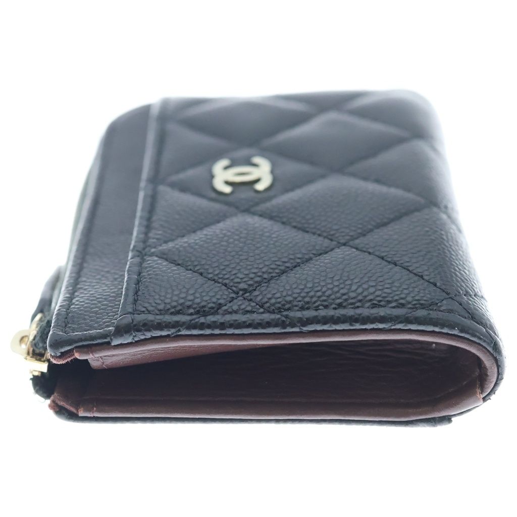 Chanel Quilted CC Logo Caviar Leather Timeless Classic Fragment Card Case Black — view 3