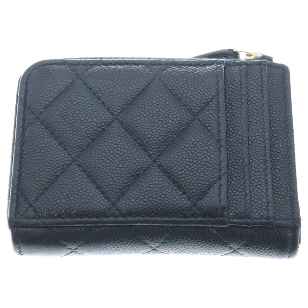 Chanel Quilted CC Logo Caviar Leather Timeless Classic Fragment Card Case Black — view 2