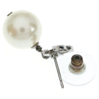 Chanel CC Logo Rhinestone Pearl Earrings White Silver — view 5