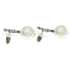Chanel CC Logo Rhinestone Pearl Earrings White Silver — view 4