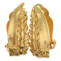 Chanel CC Logo Leaf Motif Earrings Gold