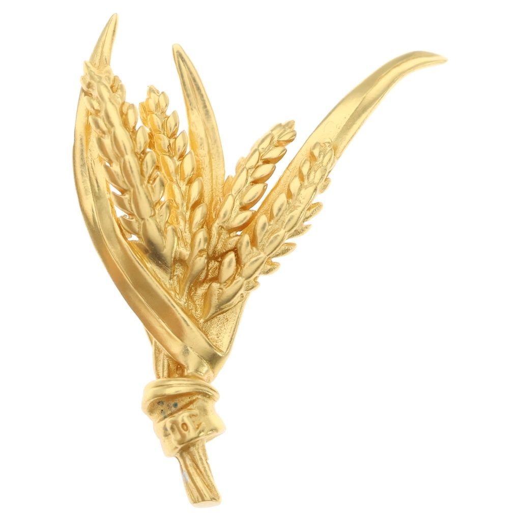 Chanel CC Logo Wings Feather Motif Pin Badge Brooch Gold
