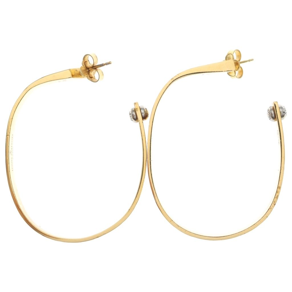 Louis Vuitton Monogram Hoop Earrings Nanogram Gold Plated — view 3