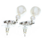 Chanel CC Logo Pearl Earrings Silver White — view 2