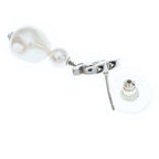 Chanel CC Logo Pearl Earrings Silver White — view 5