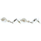 Chanel CC Logo Pearl Earrings Silver White — view 3